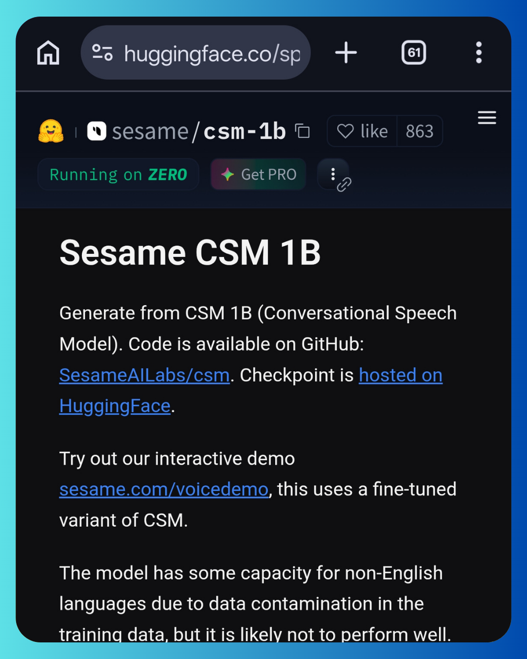 Sesame CSM 1B